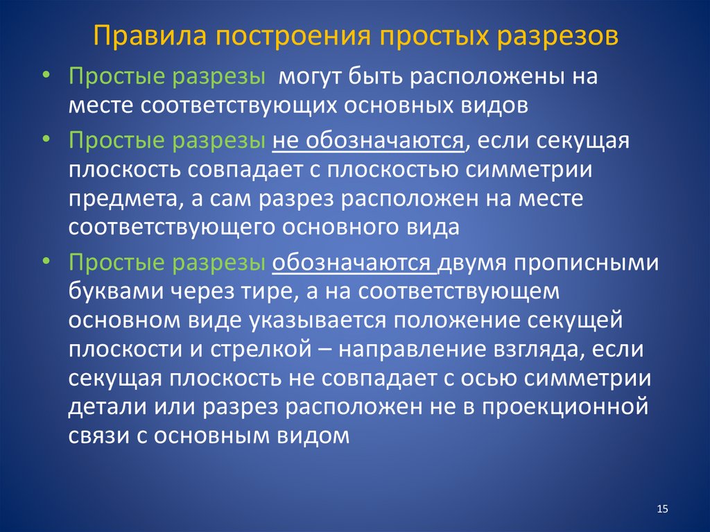 Правила построения простых разрезов