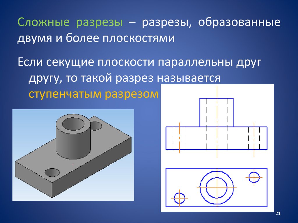 Сложные разрезы – разрезы, образованные двумя и более плоскостями