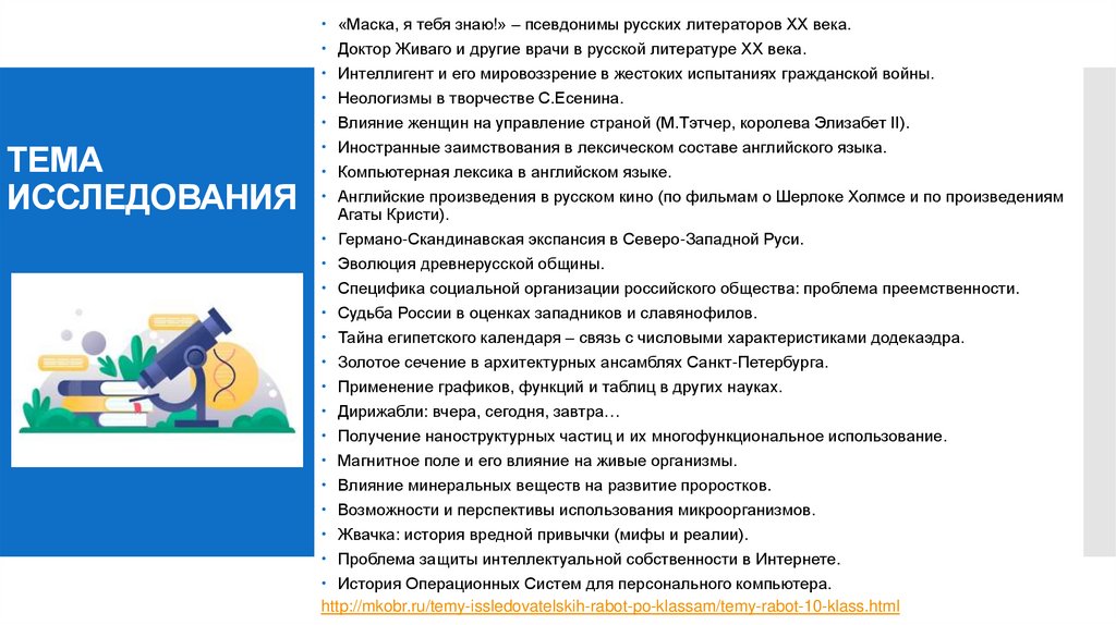 ТЕМА ИССЛЕДОВАНИЯ