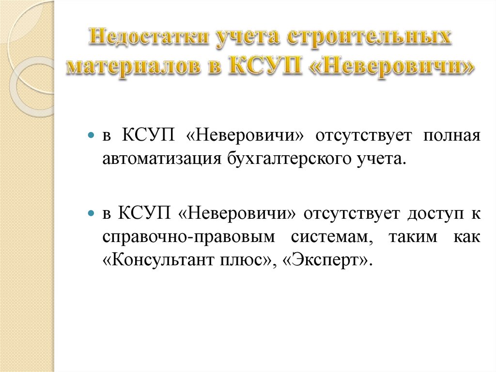 Недостатки учета строительных материалов в КСУП «Неверовичи»