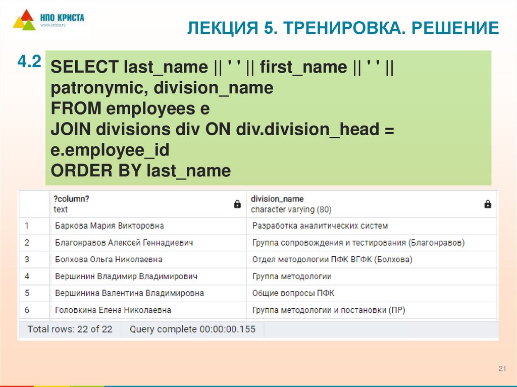 Лекция 5. Тренировка. Решение