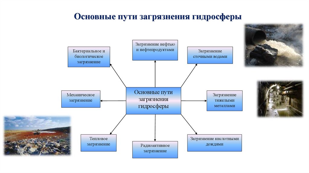 Основные пути загрязнения гидросферы