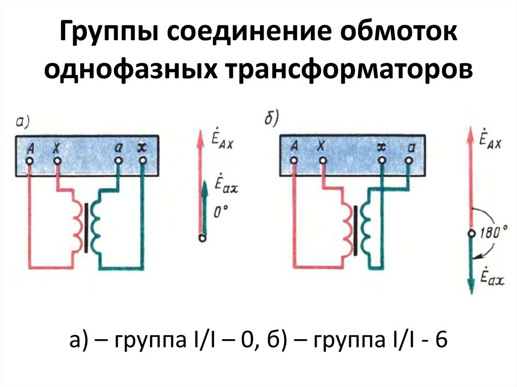 Группы соединение обмоток однофазных трансформаторов
