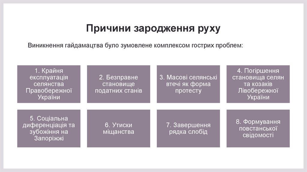 Причини зародження руху