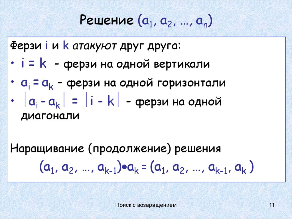 Решение (a1, a2, …, an)