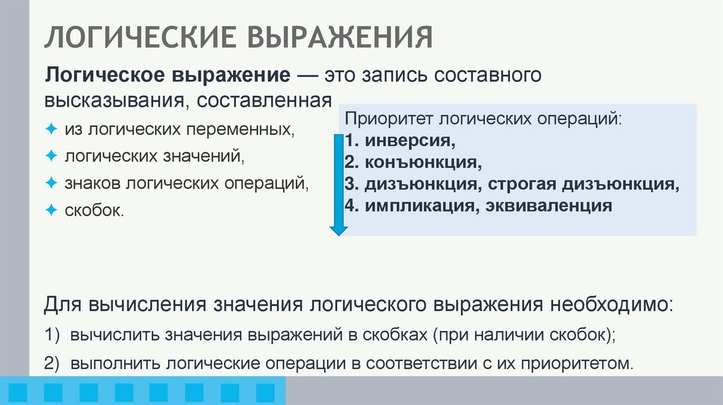 ЛОГИЧЕСКИЕ ВЫРАЖЕНИЯ