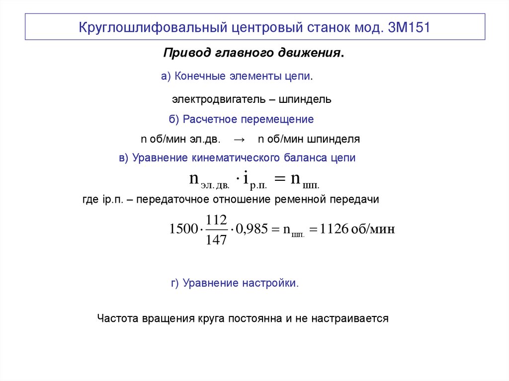 Круглошлифовальный центровый станок мод. 3М151