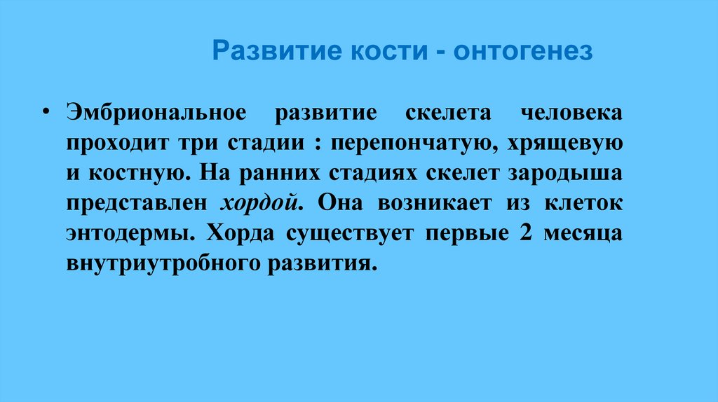 Развитие кости - онтогенез