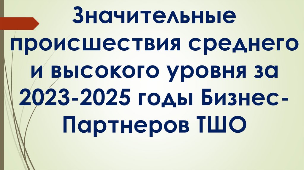 Значительные происшествия среднего и высокого уровня за 2023-2025 годы Бизнес-Партнеров ТШО