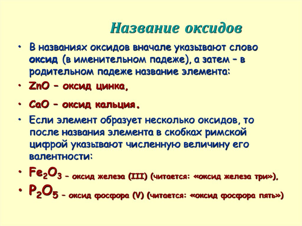 Название оксидов