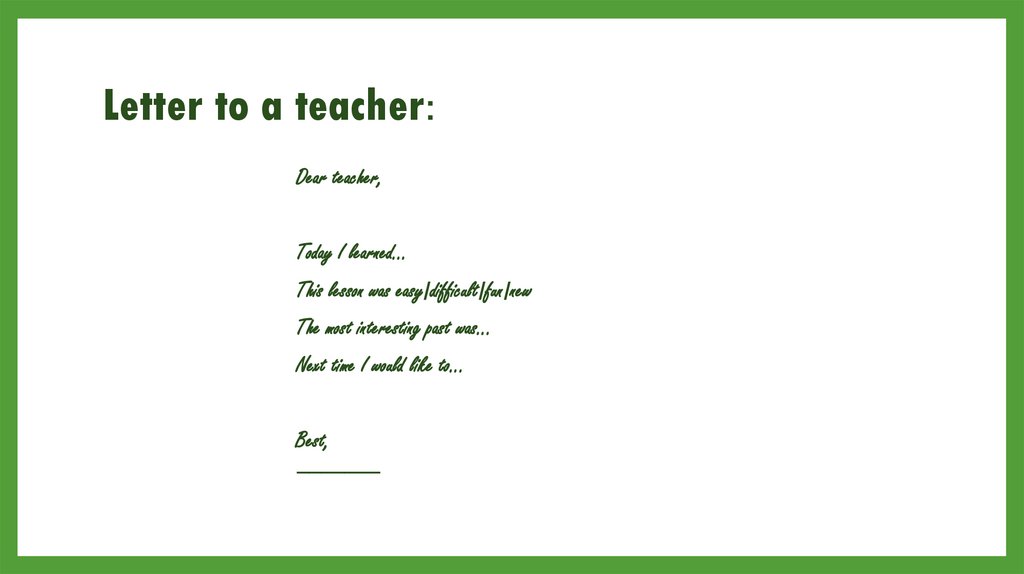 Letter to a teacher: