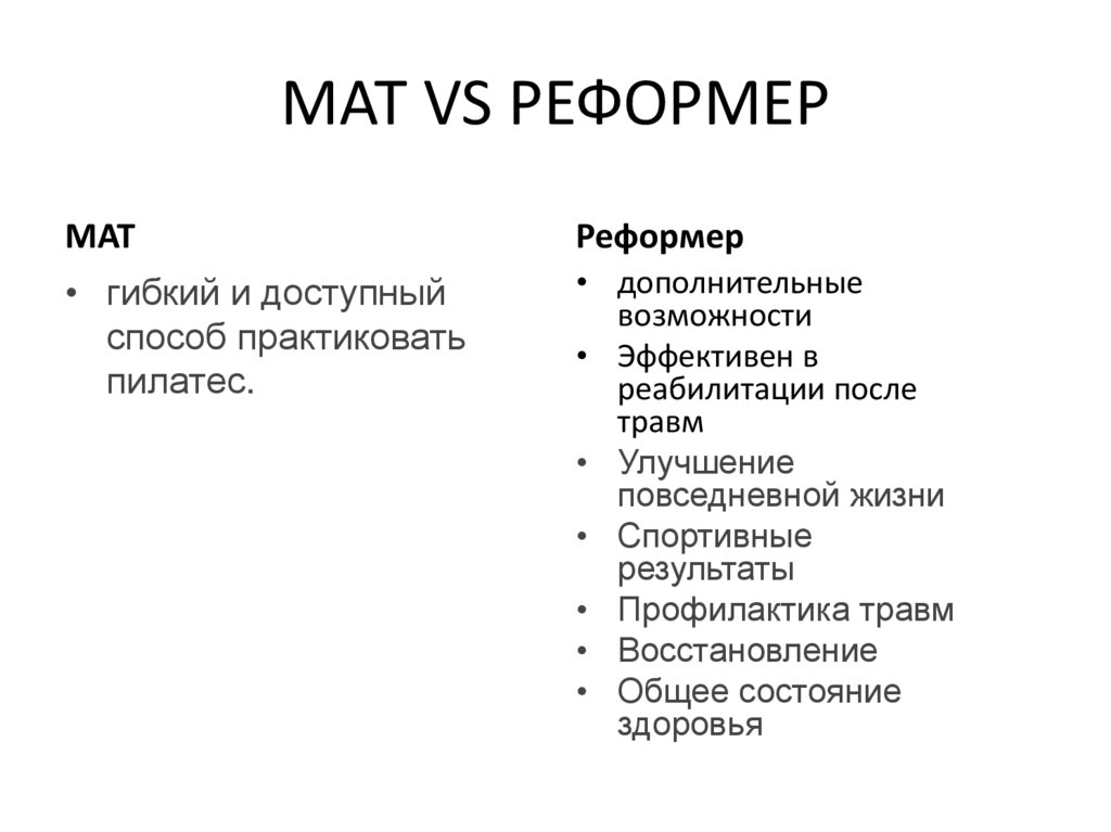 МАТ VS РЕФОРМЕР