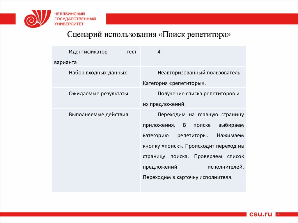 Сценарий использования «Поиск репетитора»