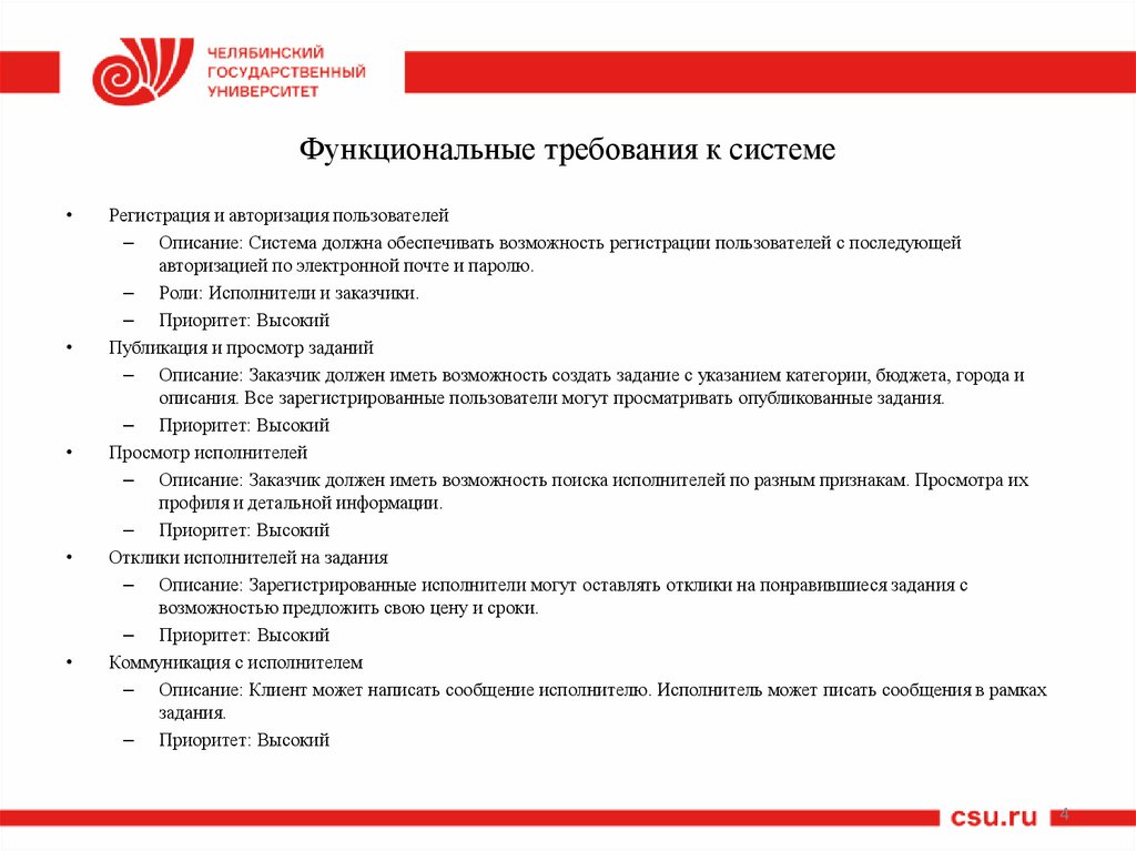 Функциональные требования к системе