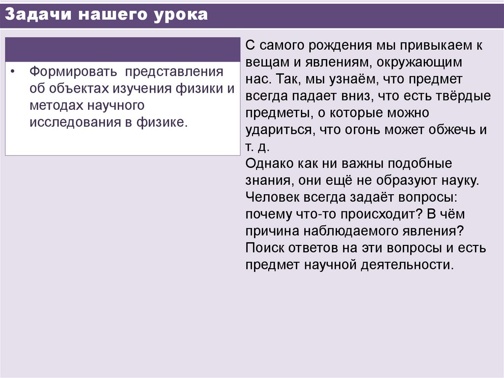 Задачи нашего урока