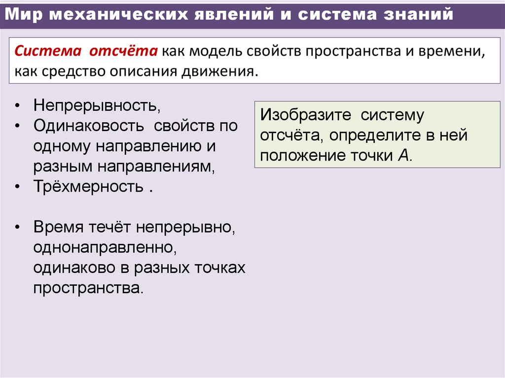 Мир механических явлений и система знаний