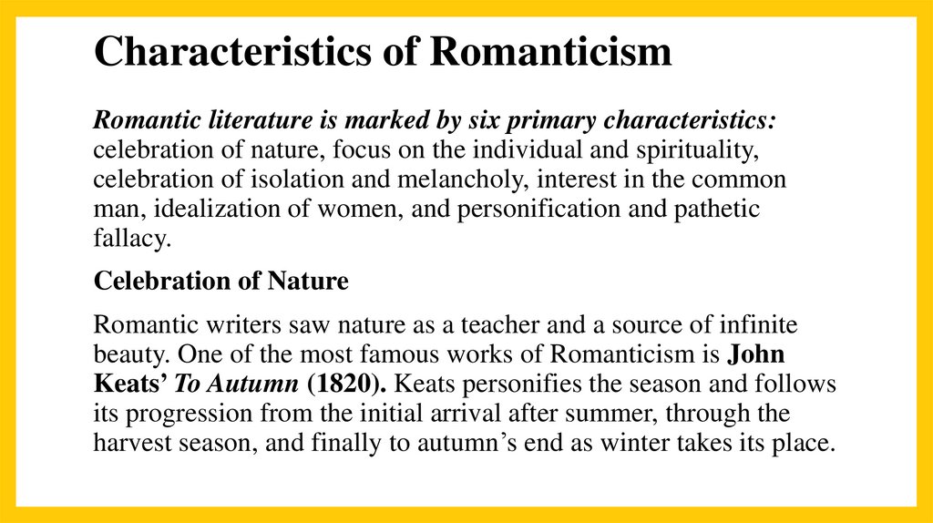 Characteristics of Romanticism