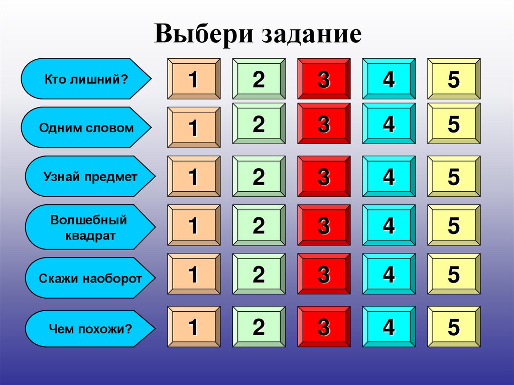 Выбери задание