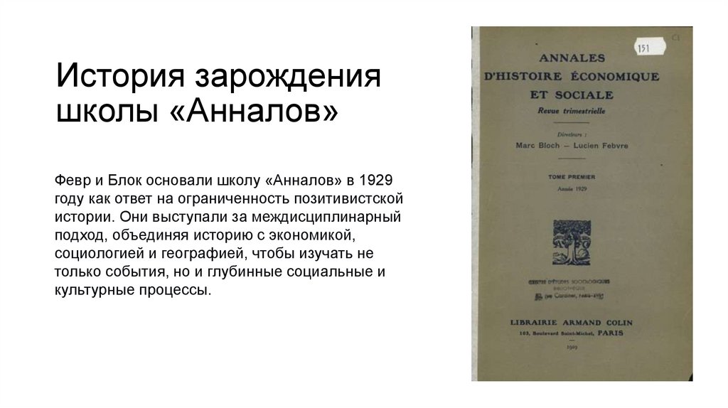 История зарождения школы «Анналов»