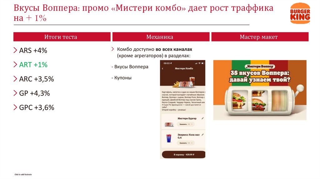 Вкусы Воппера: промо «Мистери комбо» дает рост траффика на + 1%
