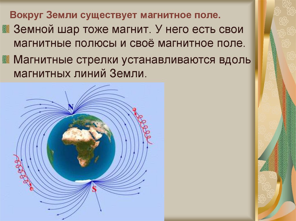 Вокруг Земли существует магнитное поле.