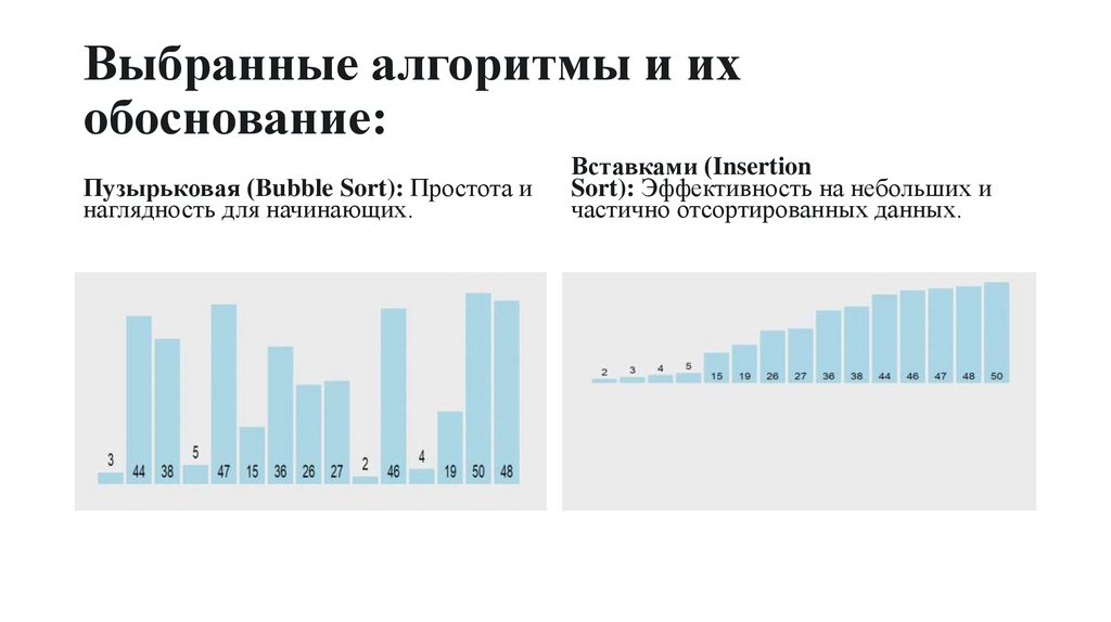 Выбранные алгоритмы и их обоснование: