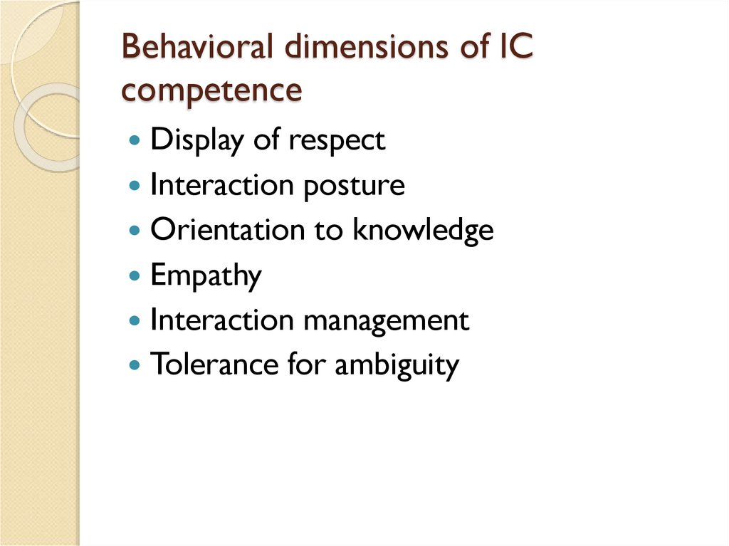 Behavioral dimensions of IC competence
