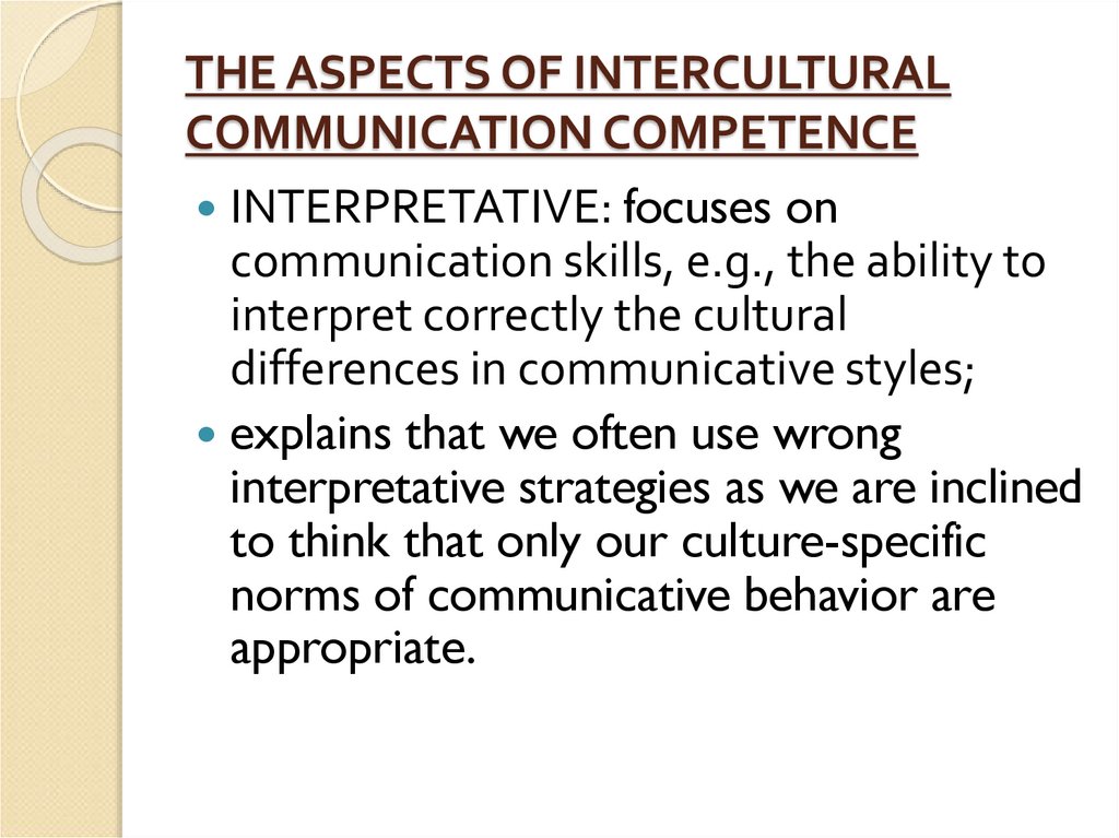 THE ASPECTS OF INTERCULTURAL COMMUNICATION COMPETENCE