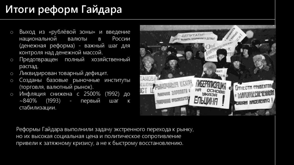 Итоги реформ Гайдара