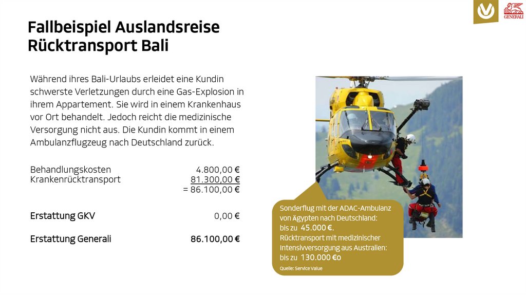 Fallbeispiel Auslandsreise Rücktransport Bali