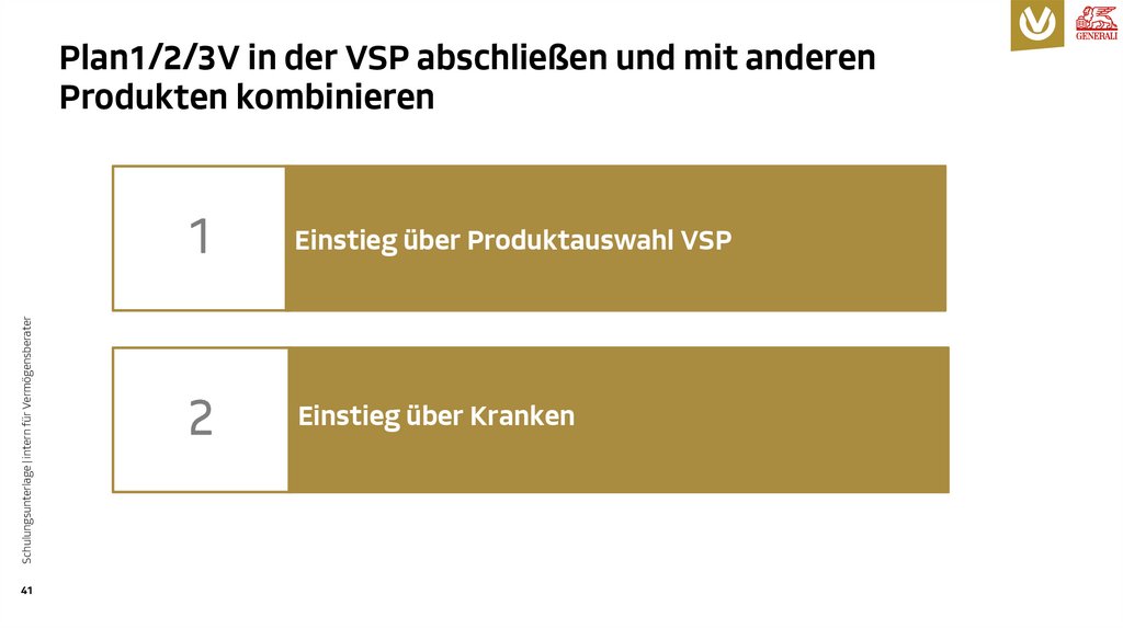 Plan1/2/3V in der VSP abschließen und mit anderen Produkten kombinieren