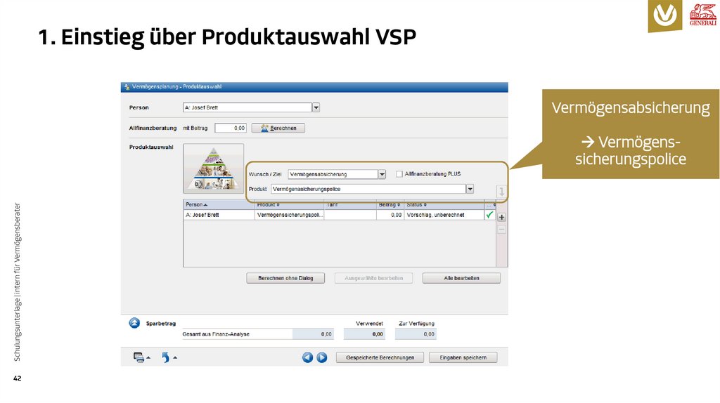 1. Einstieg über Produktauswahl VSP