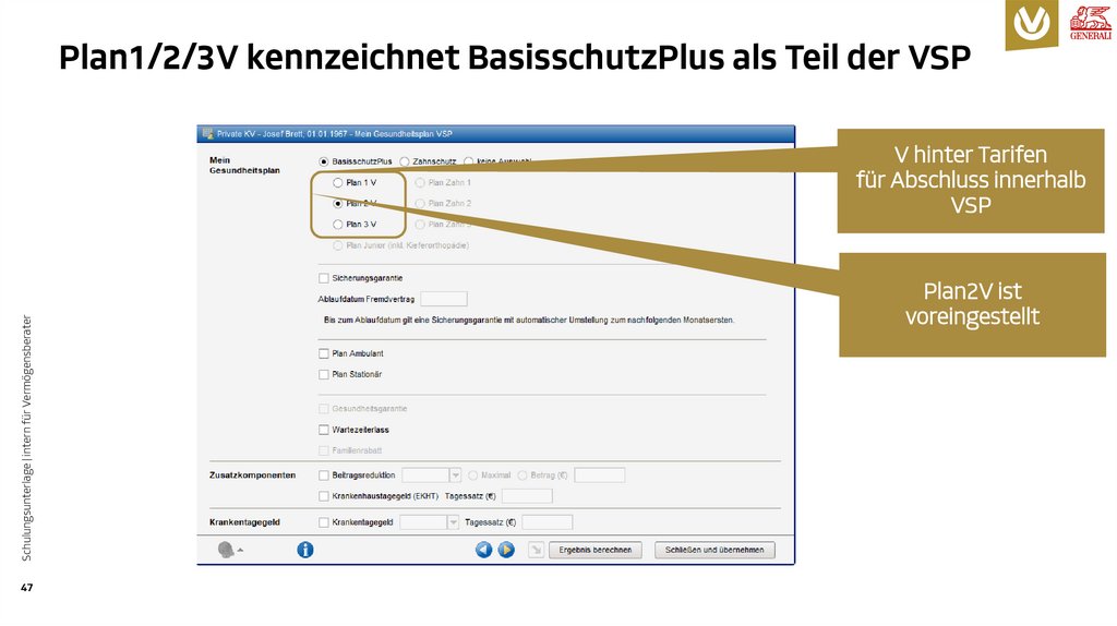 Plan1/2/3V kennzeichnet BasisschutzPlus als Teil der VSP