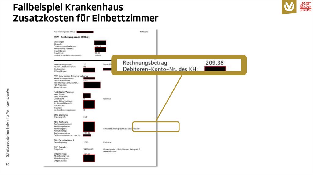 Fallbeispiel Krankenhaus Zusatzkosten für Einbettzimmer
