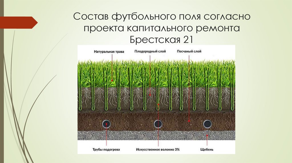 Состав футбольного поля согласно проекта капитального ремонта Брестская 21
