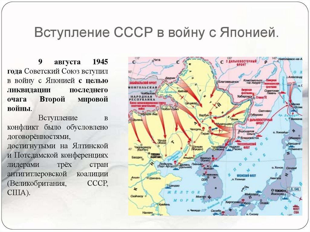 Вступление СССР в войну с Японией.