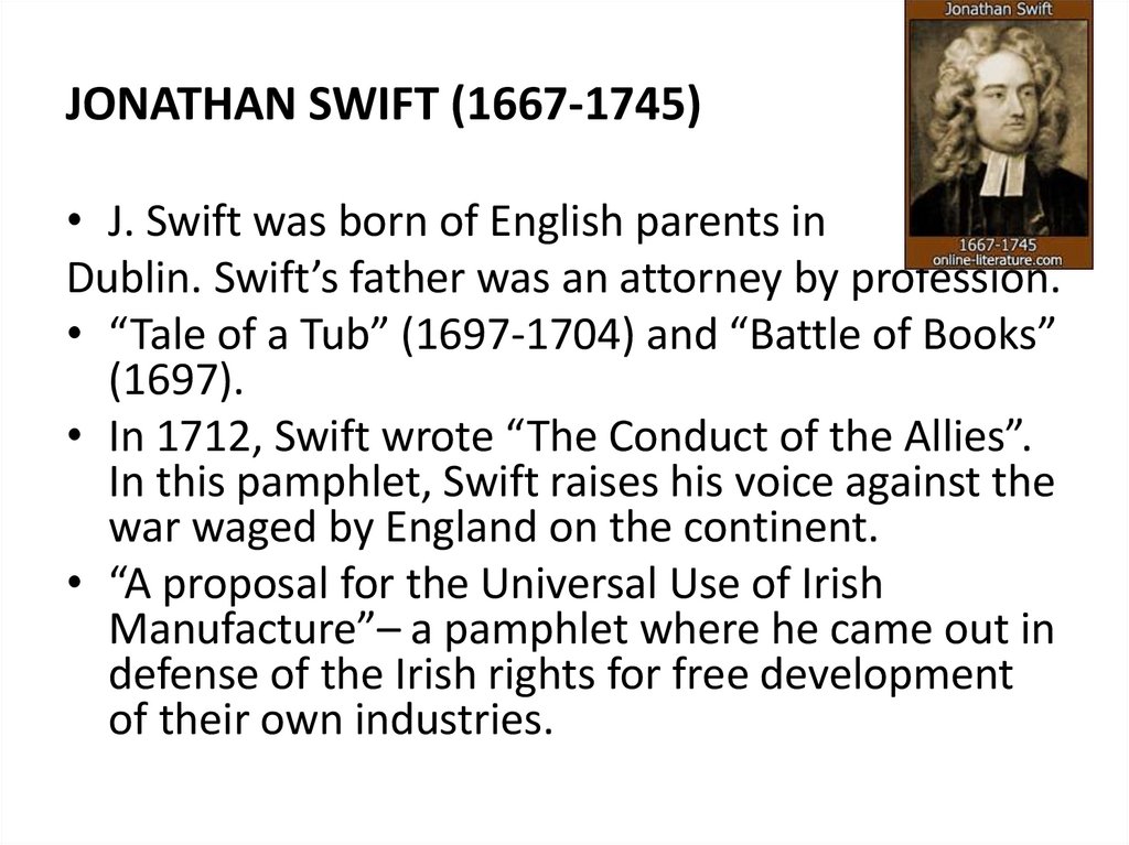 JONATHAN SWIFT (1667-1745)