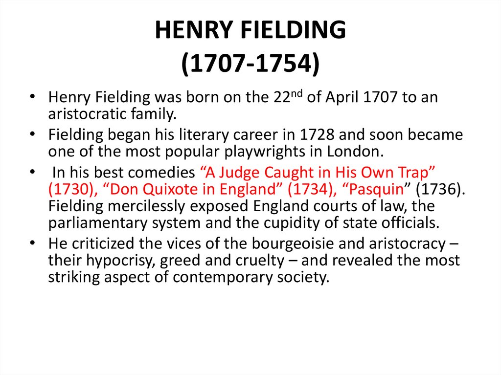 HENRY FIELDING (1707-1754)