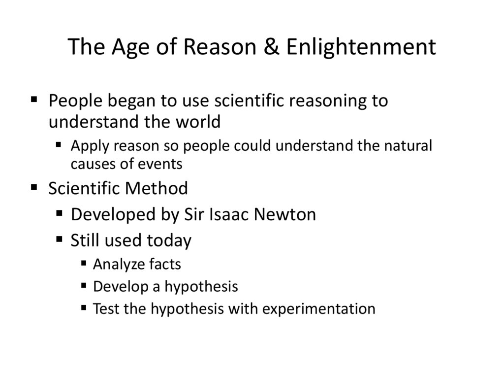 The Age of Reason & Enlightenment