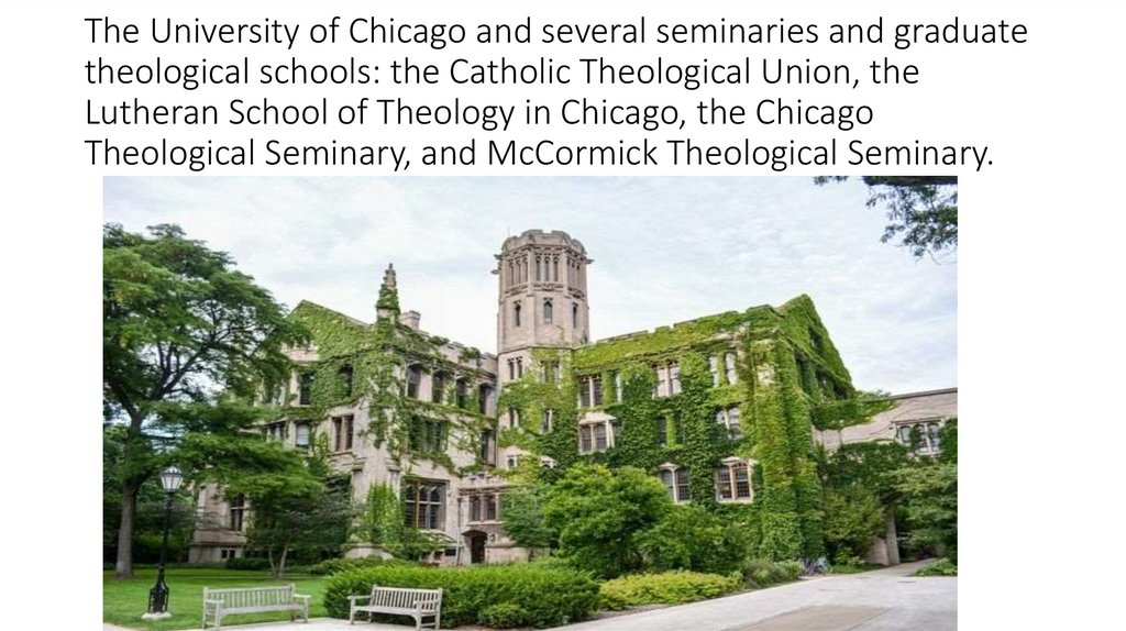 The University of Chicago and several seminaries and graduate theological schools: the Catholic Theological Union, the Lutheran