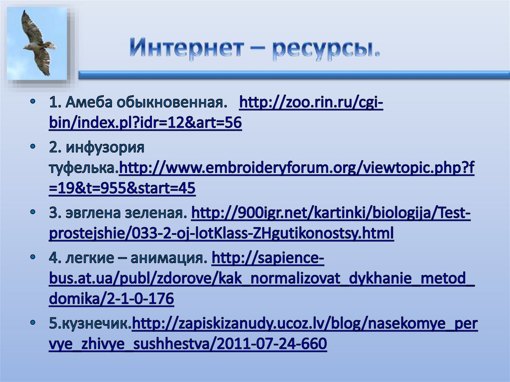 Интернет – ресурсы.