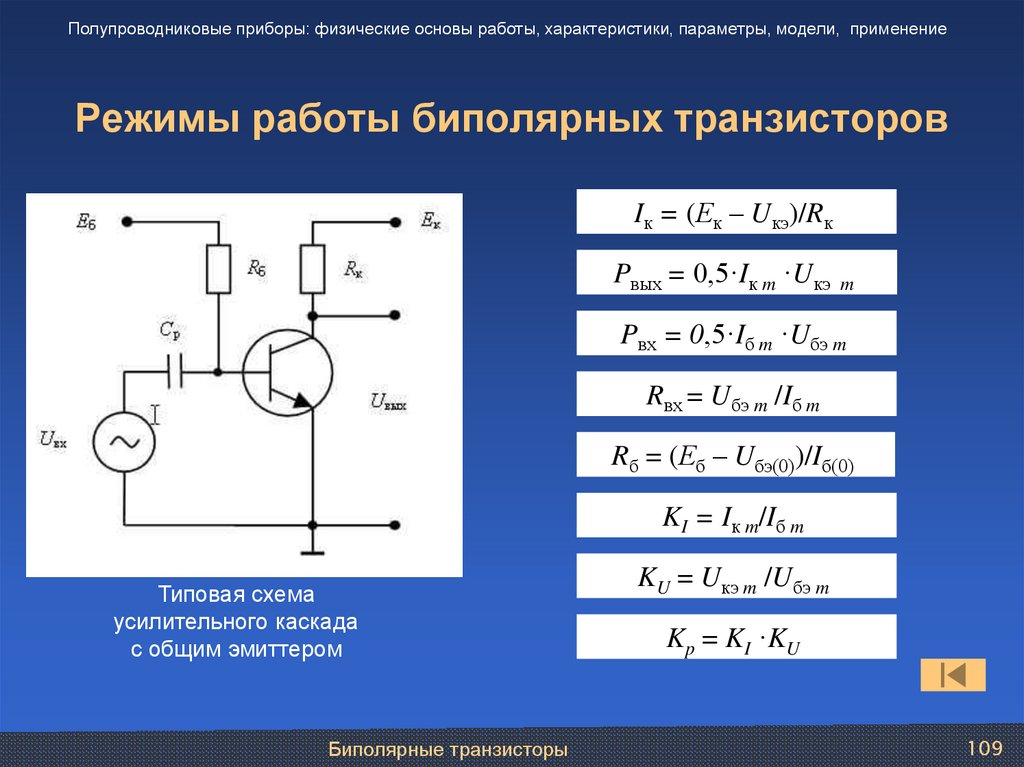 Режимы работы биполярных транзисторов