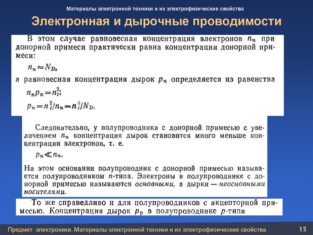 Электронная и дырочные проводимости