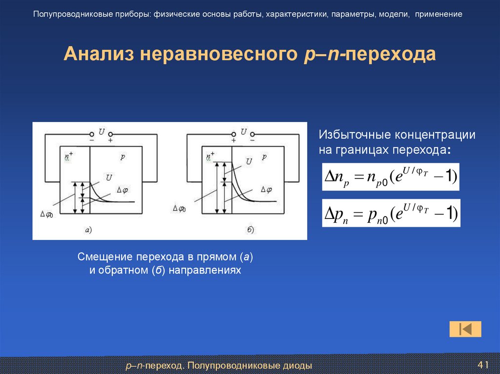 Анализ неравновесного р–n-перехода