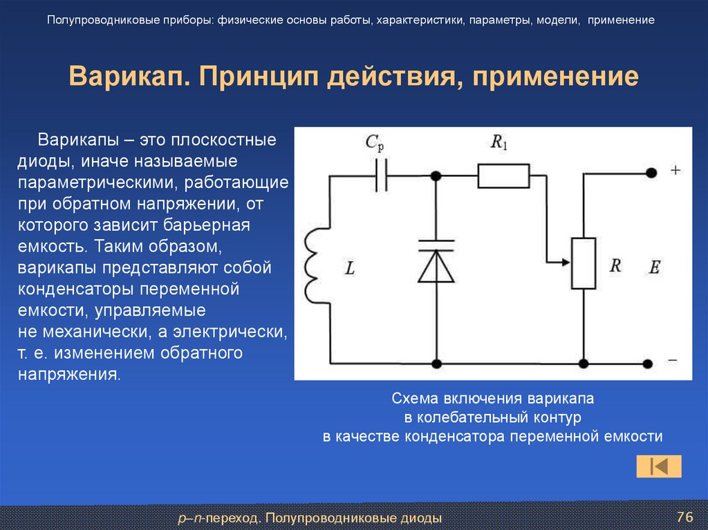 Варикап. Принцип действия, применение