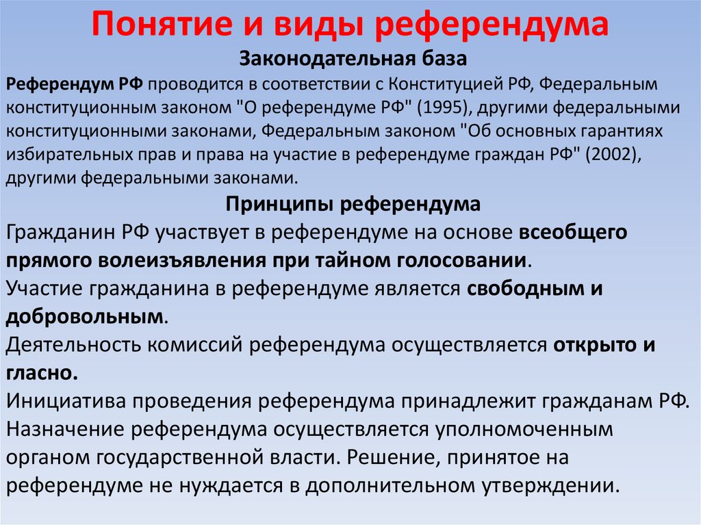 Понятие и виды референдума