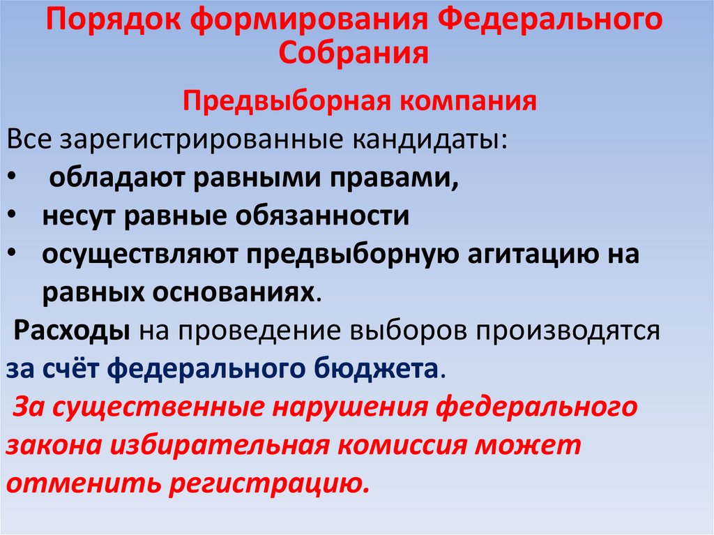 Порядок формирования Федерального Собрания