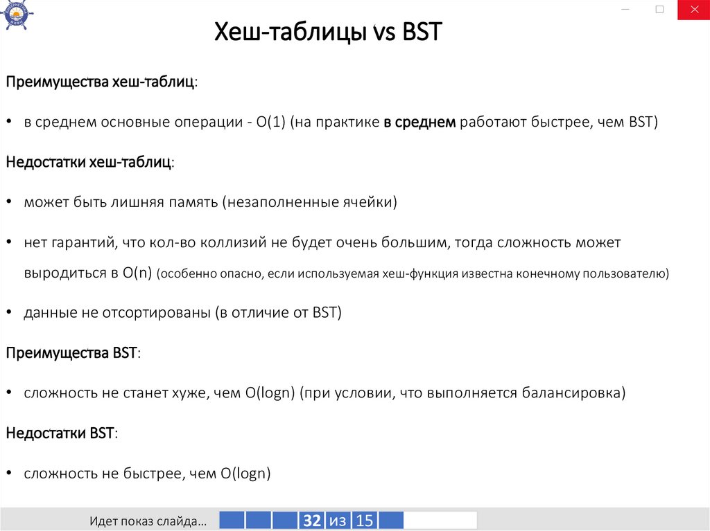 Хеш-таблицы vs BST