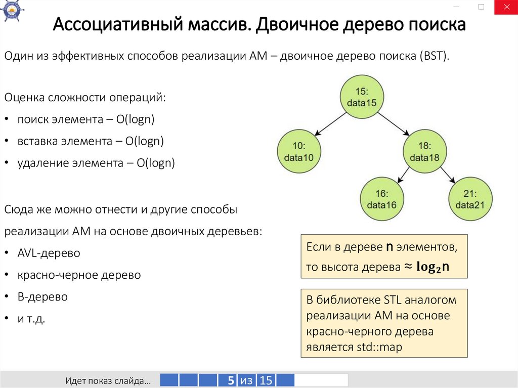 Ассоциативный массив. Двоичное дерево поиска