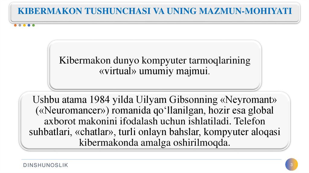 KIBERMAKON TUSHUNCHASI VA UNING MAZMUN-MOHIYATI